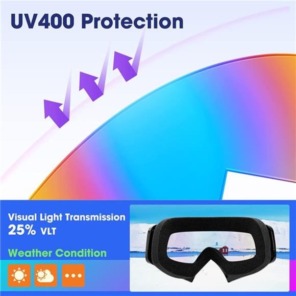 MAMBAOUT Adult Snow Ski Goggles, Snowboard Goggles for Youth, Teens, Men & Women - Picture 2 of 6